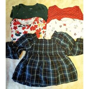 EUC Carters 4 Pack 18 Mo Christmas Bodysuits Holiday Prints Old Navy Plaid Dress